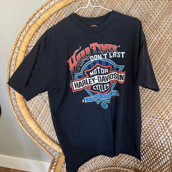 Vintage hard times Harley Davidson T-shirt - Picture 4 of 9